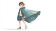 © Open - A young person with tousled brown hair and striking blue eyes wears a flowing turquoise cape and shorts