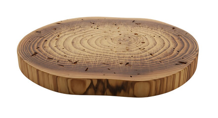 Wooden cross section isolated on transparent background for product display