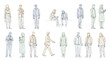© Stock Image Paradise - CAD Drawings Set – People Outlines Walking, Standing, Isolated on White Background Vector Illustration AI EPS PNG