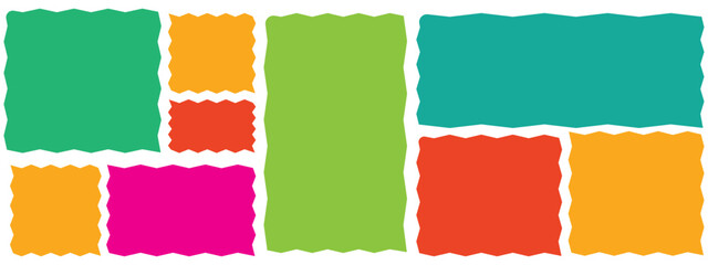 Rectangle shape frame with zigzag edge. Set of Zigzag and colorful Shapes. Cloudy wave curve edge frame vector set colorful wavy edge frames. vector illustration. 