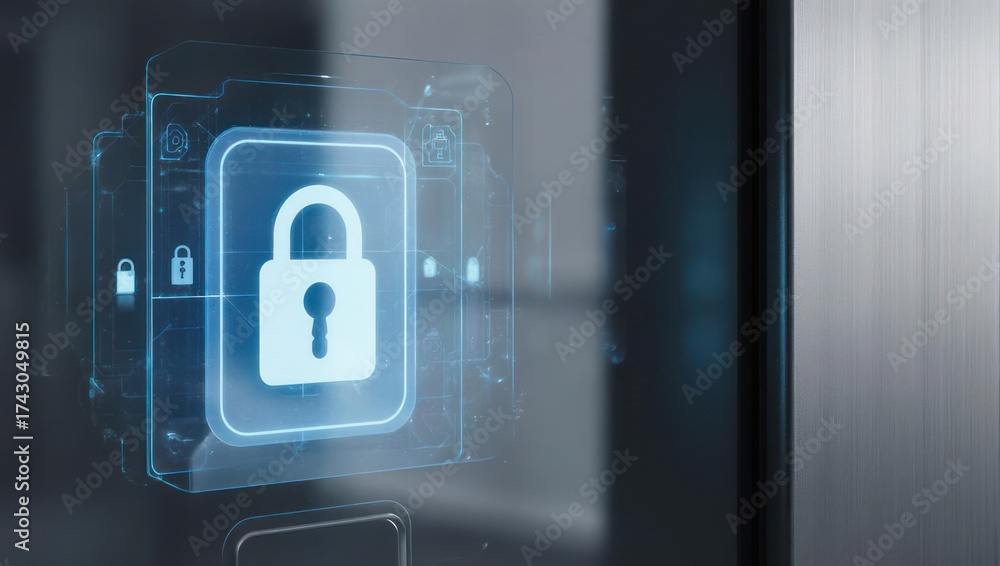 Digital lock interface on a modern device. Overlayed graphic showing ...