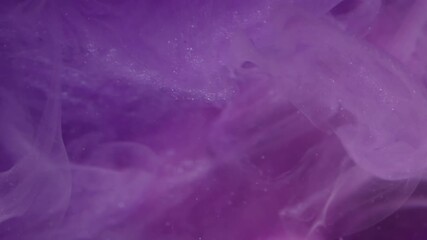 Wall Mural - Watercolor fume. Sparkling fluid. Purple shiny explosion paint flow. Art mist spill blur pink white color fantasy blend background.