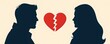 © Teerapat - Minimalist Clean Design Poster of Broken Heart with Silhouettes