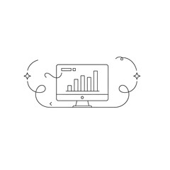 Illustration of a computer monitor displaying a bar graph, representing data analysis and business growth.