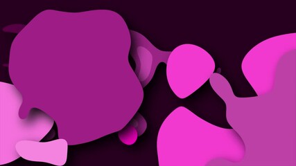 Wall Mural - 2D animated swirling blobs and circles on a dark background with dynamic twisting abstract motion graphics painting style splotches and squiggles moving hypnotic visual effects colour pink magenta