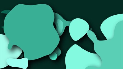 Wall Mural - 2D animated swirling blobs and circles on a dark background with dynamic twisting abstract motion graphics painting style splotches and squiggles moving hypnotic visual effects colour cyan teal aqua