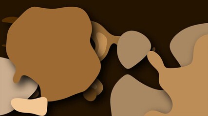 Wall Mural - 2D animated swirling blobs and circles on a dark background with dynamic twisting abstract motion graphics painting style splotches and squiggles moving hypnotic visual effects colour brown beige