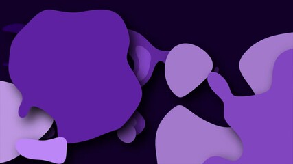 Wall Mural - 2D animated swirling blobs and circles on a dark background with dynamic twisting abstract motion graphics painting style splotches and squiggles moving hypnotic visual effects colour royal purple