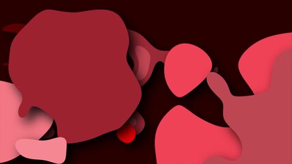 Wall Mural - 2D animated swirling blobs and circles on a dark background with dynamic twisting abstract motion graphics painting style splotches and squiggles moving hypnotic visual effects colour red maroon