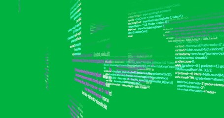 Canvas Print - Animation of blue, purple and white computer data processing over transparent background