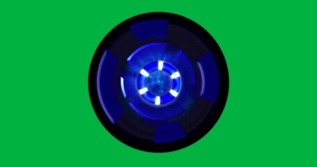 Wall Mural - Animation of blue circular digital interface spinning over transparent background