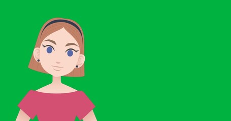Wall Mural - Animation of illustration of caucasian woman talking and pointing on transparent background
