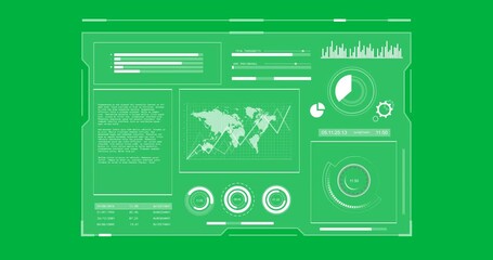 Wall Mural - Animation of statistics and financial data processing on screen over transparent background