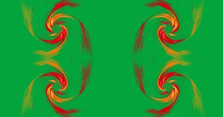Wall Mural - Animation of four glowing orange and red light waves moving on transparent background