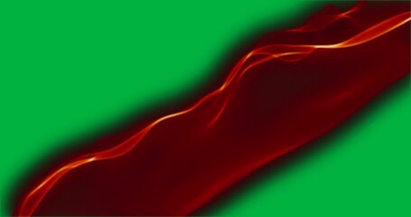 Wall Mural - Animation of glowing red light wave moving on transparent background