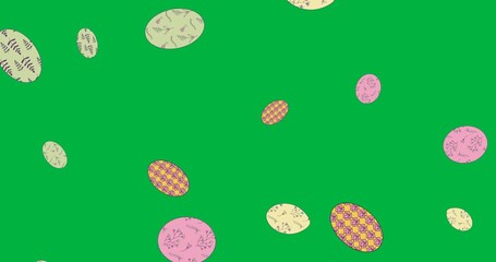 Wall Mural - Digital animation of colorful decorative easter eggs icons falling against transparent background