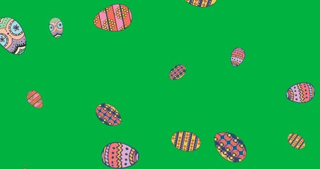Wall Mural - Digital animation of colorful decorative easter eggs icons falling against transparent background