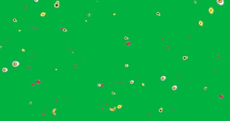 Wall Mural - Digital animation of vegetables and fruits icons falling with copy space on transparent background