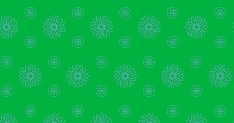 Wall Mural - Decorative blue flower icons moving in seamless pattern against transparent background