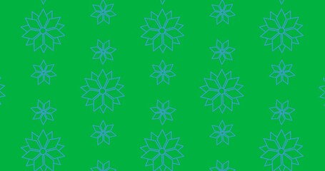 Wall Mural - Decorative blue flower icons moving in seamless pattern against transparent background