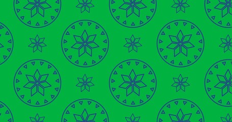Wall Mural - Decorative blue flower icons moving in seamless pattern against transparent background