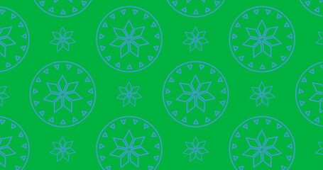 Wall Mural - Decorative blue flower icons moving in seamless pattern against transparent background