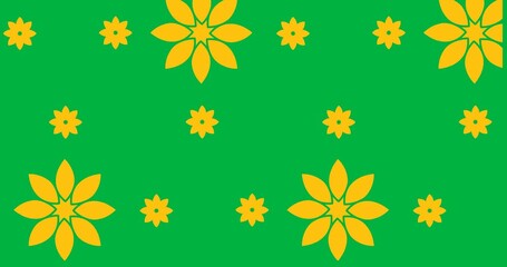 Wall Mural - Decorative yellow flower icons moving in seamless pattern against transparent background