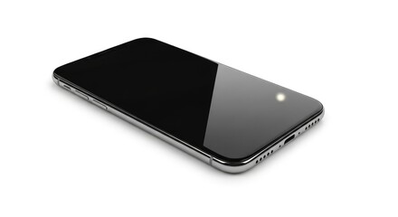 Modern handheld device with a dark reflective display and metallic frame