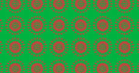 Wall Mural - Decorative red flower icons moving in seamless pattern against transparent background