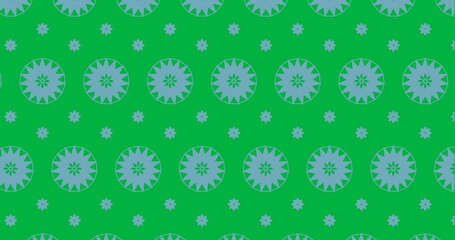 Wall Mural - Decorative blue flower icons moving in seamless pattern against transparent background