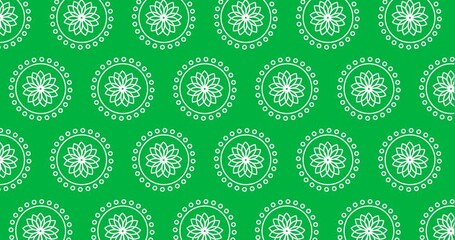 Wall Mural - Digital animation of decorative flower icons in seamless pattern against transparent background