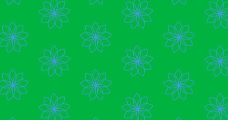 Wall Mural - Decorative blue flower icons moving in seamless pattern against transparent background