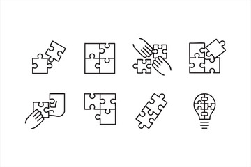 Business solution and connection line art puzzle illustration