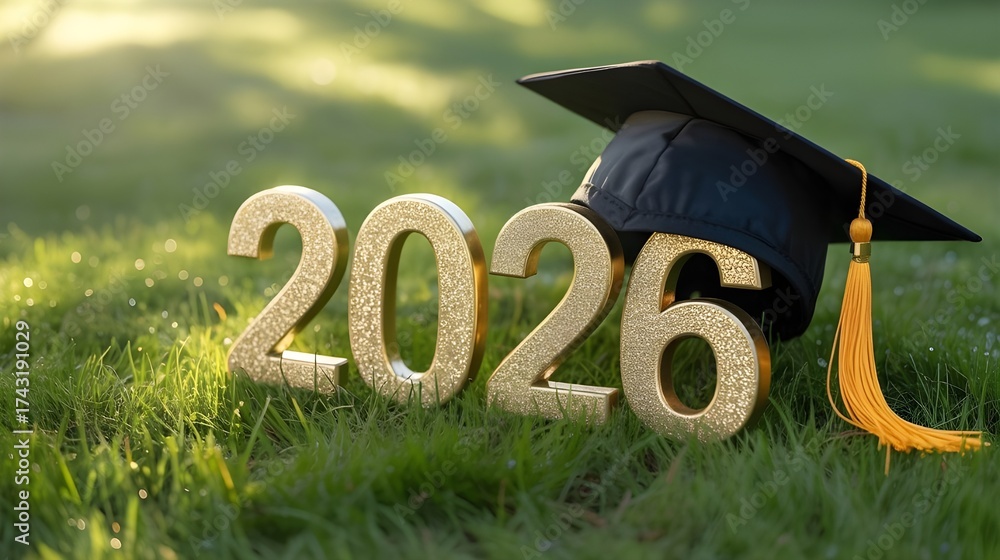 Graduation cap toasts the arrival of the class of 2026 outdoors Stock ...
