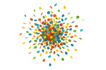 Colorful birthday and party confetti exploding on transparent background, celebrating carnival festival event