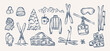 © Maria - Hand drawn doodle ski essentials collection. Winter activities