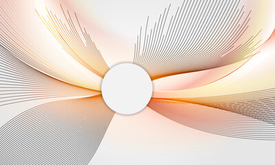 Wall Mural - Orange glowing shiny wavy lines abstract futuristic tech background. Vector minimal geometric waves design