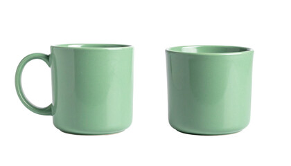 Wall Mural - Pair of elegant pastel mugs with clean handle profiles, isolated on transparent background