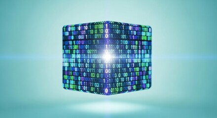 Digital data cube with binary code for technology concept