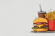 © s1llu - Illustration of Fast Food Meal with Burger, Fries, and Drink