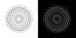 © Wendi - Abstract background with abstract line pattern in circles. Spiral art design as a logo or icon. A black figure on a white background and the same white figure on a black side. Mandala design with line