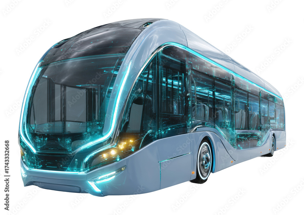 Ev Bus Back View Futuristic electric bus design urban digital modern side view isolated ...