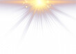 © NAUM - Transparent golden light burst with radiant rays, glowing flare and sparkling energy effect on white background.