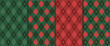 © Elena Pimukova - Christmas rhombus seamless pattern. Red and green xmas plaid texture with gold line. Argyle geometric diamond pattern. Christmas abstract design wrapping. Vector illustration isolated on background.