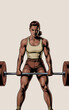 © Bipul Kumar - Muscular Woman Preparing for Deadlift Exercise in Gym, Strength Training for Fitness, Powerlifting Workout, Healthy Lifestyle, Determined Athlete, Weightlifting, Cartoon Illustration Style for Sports