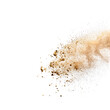 © Abu - Spray of foamy, light brown substance against a black background. Isolated and dynamic