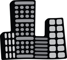 Simple stylized city buildings vector icon abstract architecture illustration isolated on white