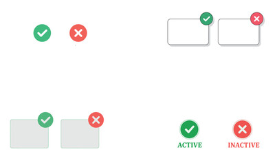 Active inactive button icon set showing status indicator and interface design
