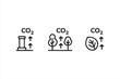 © Icon Nest - CO2 emission and absorption icons representing pollution, sustainability, and environment concepts