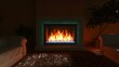 © Taslima - Cozy living room with fireplace, inviting atmosphere, warm light and soft sofa